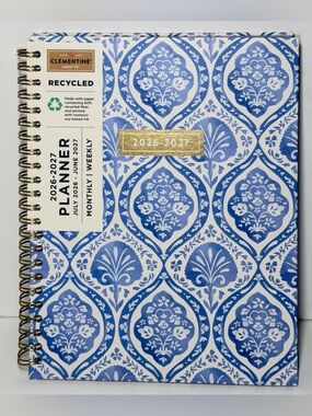 2026-2027 Clementine Paper inc. 12-month Weekly Monthly Planner (Blue Pattern)